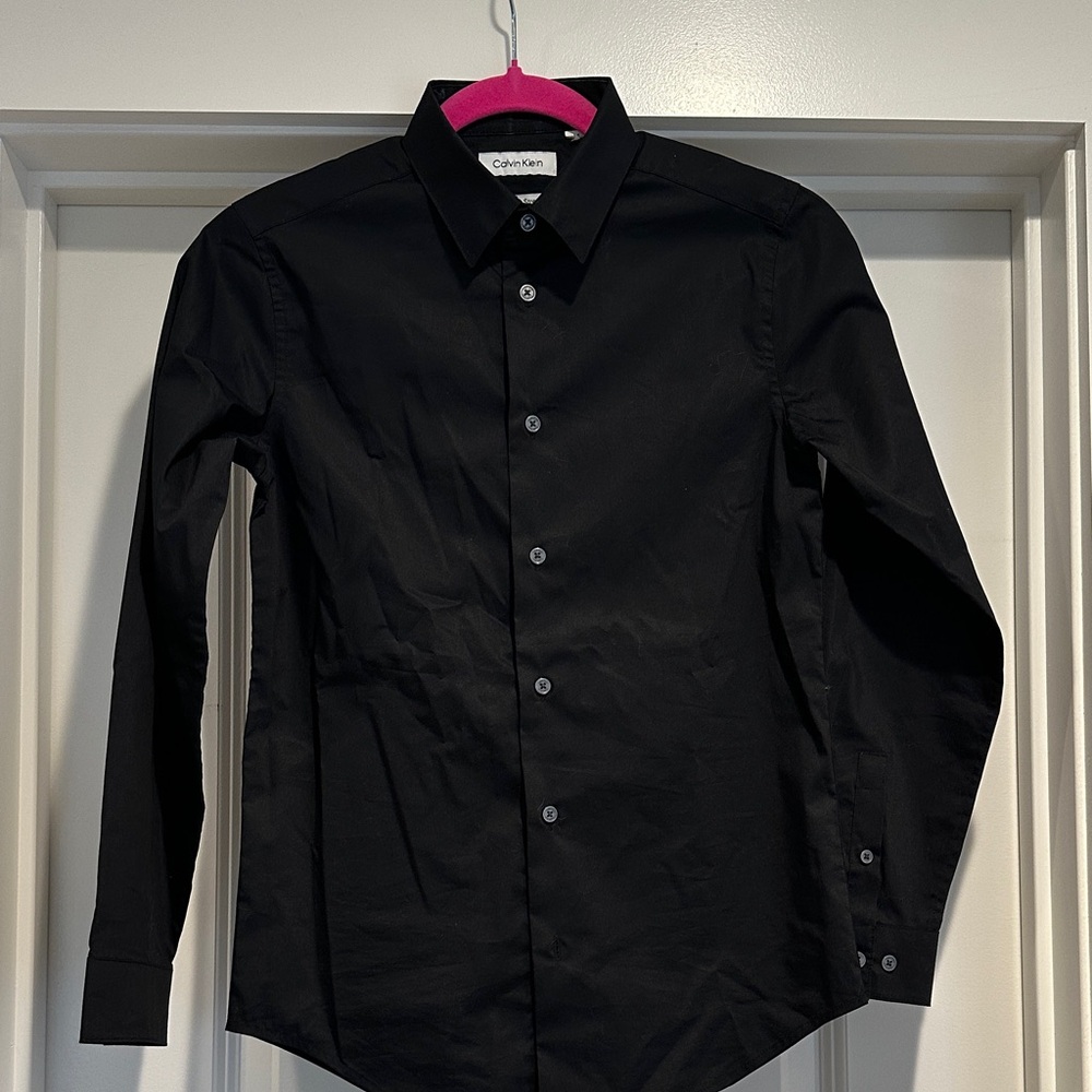 Calvin Klein boy’s Black Dress Shirt